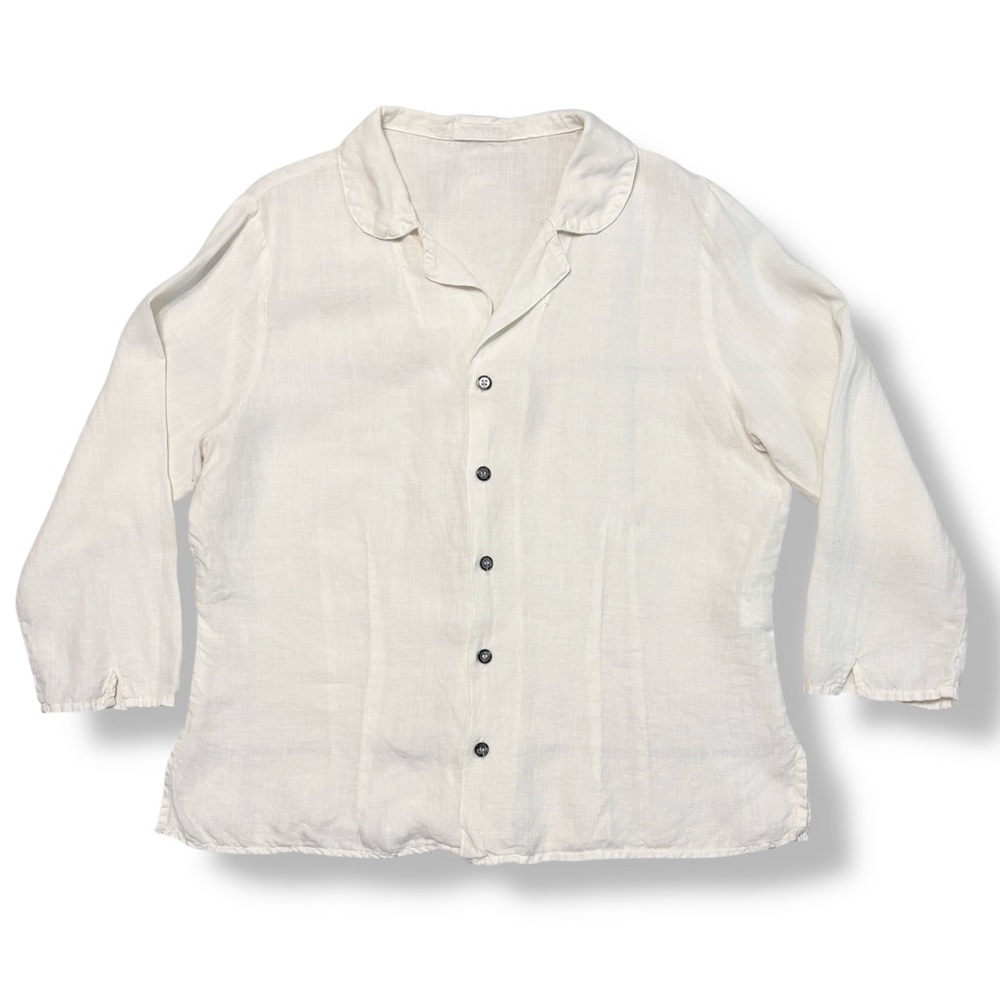CP SHADES Ivory Linen Button Front Shirt VINTAGE - Picture 9 of 10